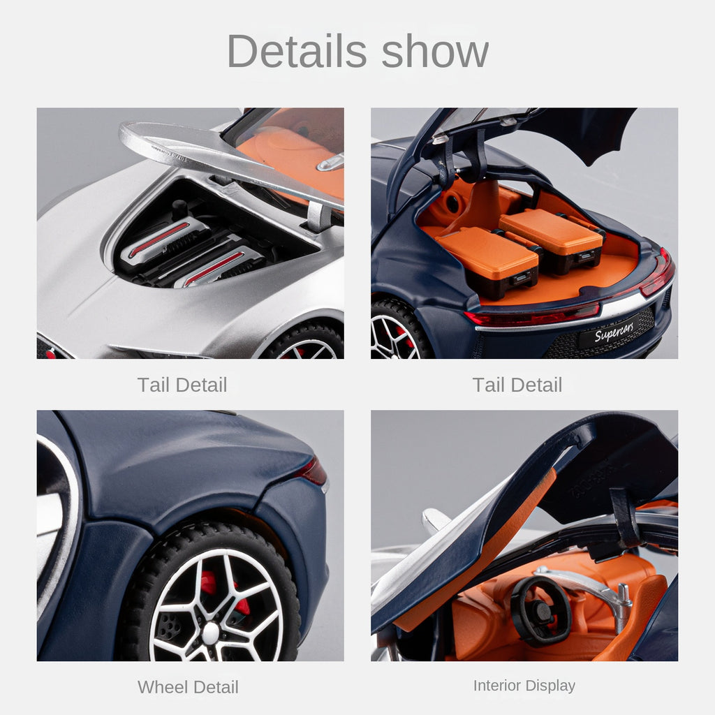 Chezhi 1:32 Scale Die-Cast Alloy Model Toy Compatible with Bugatti Atlantic - with Mini Luggage Set, Opening Doors, Sound & Light, Pull-Back Function - Classic Car Collection