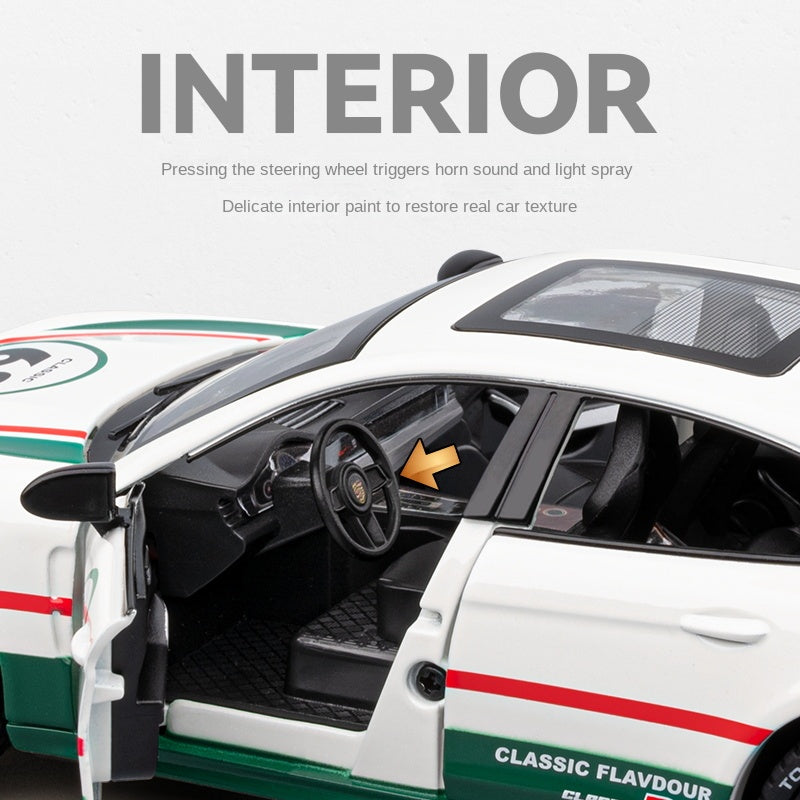 Chezhi 1:24 Track Edition Die-Cast Alloy Model - Compatible with Porsche Panamera - Feature-Packed with Spray Effect, Opening Doors, Realistic Sound & Light, Pull-Back Action, Shock Absorption & Steering