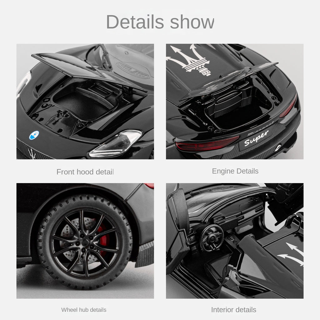 Maqueta de juguete Chezhi a escala 1:32 de aleación fundida a presión compatible con Maserati MC20: techo rígido retráctil, puertas que se abren, sonido e iluminación, función de retroceso - Colección de superdeportivos italianos