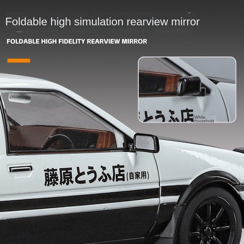 OK 1:18 Die-Cast Alloy Model - Compatible with Toyota Sprinter Trueno AE86 - Initial D Icon with Tofu Model, Pop-Up Headlights, Opening Doors, Sound & Light, Shock Absorption, Interactive Steering Wheel, Adjustable Seats & Foldable Mirrors