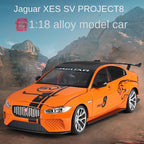 Qiyi 1:18 Scale Licensed Jaguar XE SV Project 8 Die-Cast Alloy Model Toy - Opening Doors, Sound & Light, Pull-Back Function, Shock Absorption, Steering, Foldable Mirrors & Removable Fuel Cap - Official Performance Sedan Collection