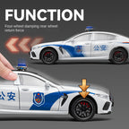 Chezhi 1:24 Die-Cast Alloy Model - Compatible with BMW M8 - Police Pursuit Vehicle with Opening Doors, Sound & Light, Pull-Back Action, Shock Absorption, Steering, Foldable Mirrors & Opening Fuel Cap