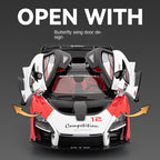 Chezhi 1:24 Die-Cast Alloy Model - Compatible with McLaren Senna GTR Track Beast - Feature-Packed with Opening Doors, Realistic Sound & Light, Pull-Back Action, Steering, Shock Absorption & Horn