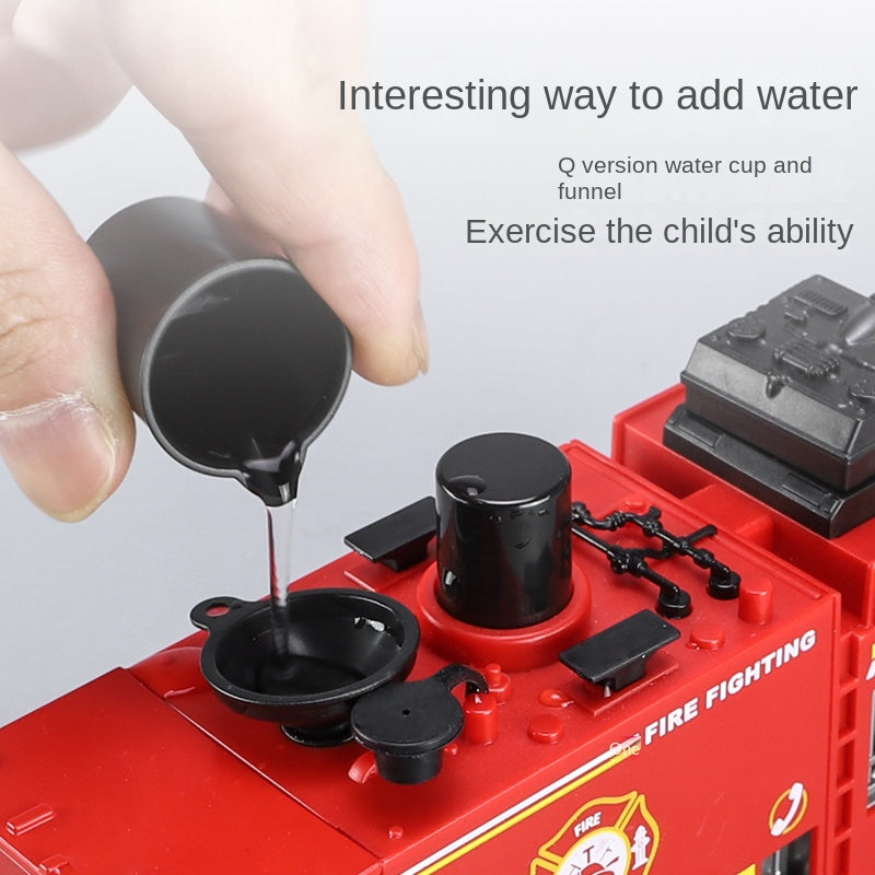 XHD 1:35 Scale Water Tank Fire Truck Die-Cast Alloy Model Toy - Press-to-Spray Water, Rotatable Water Monitor, Opening Doors, Sound & Light, Pull-Back Function - Emergency Vehicle Collection