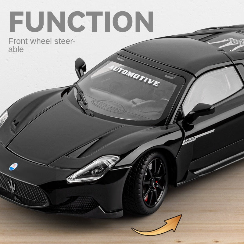 Chezhi 1:24 Die-Cast Alloy Model - Compatible with Maserati MC20 Supercar - Feature-Packed with Retractable Roof Panel, Opening Doors, Realistic Sound & Light, Pull-Back Action, Steering, Shock Absorption & Horn