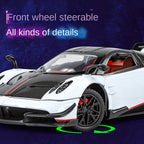 XHD 1:24 Die-Cast Alloy Model - Compatible with Pagani Huayra BC - Ultimate Hypercar with Opening Doors, Sound & Light, Pull-Back Action, Shock Absorption & Steering