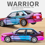 Jinglifang 1:24 Scale Chrome Edition Die-Cast Alloy Model Toy Compatible with BMW M3 - Opening Doors, Sound & Light, Pull-Back Function, Shock Absorption, Steering, Horn & Foldable Mirrors - Sports Car Collection
