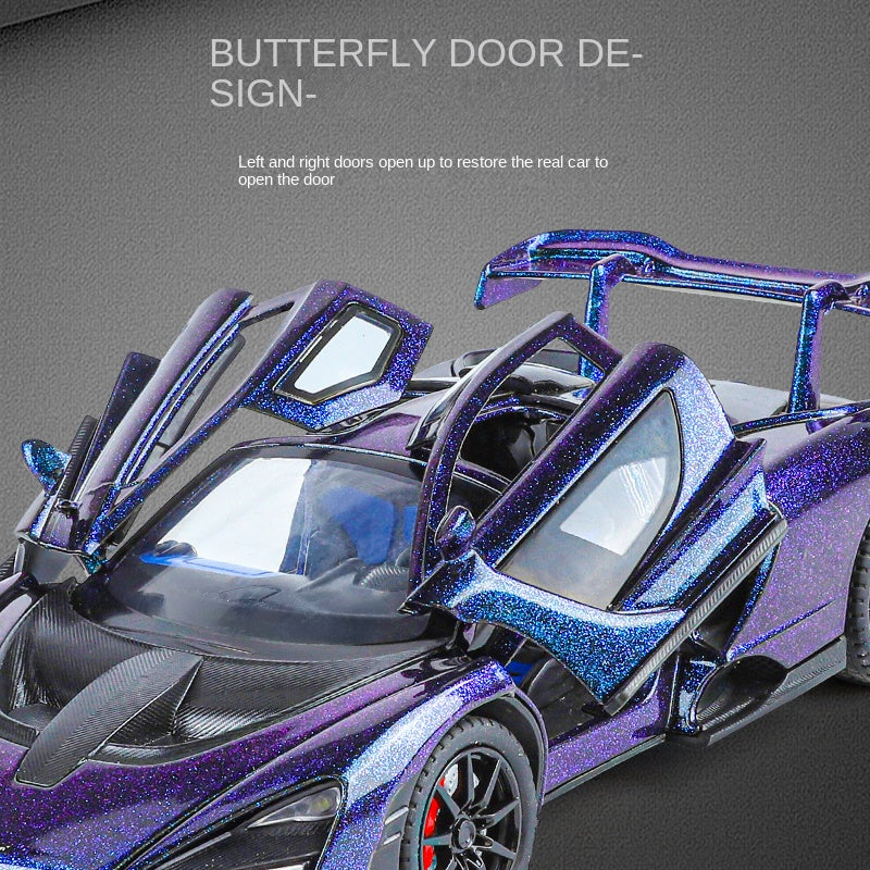 XHD 1:24 Die-Cast Alloy Model - Compatible with McLaren Senna - Track-Focused Hypercar with Opening Doors, Sound & Light, Pull-Back Action, Shock Absorption & Steering