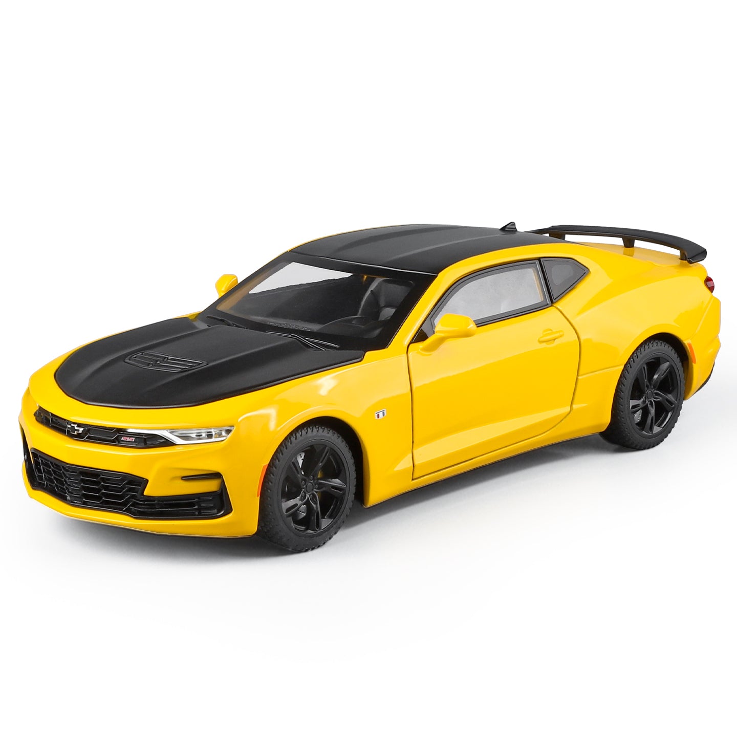 Black Mamba 1:24 Scale Licensed Chevrolet Camaro Die-Cast Alloy Model Toy - Opening Doors, Sound & Light, Pull-Back Function, Shock Absorption, Steering, Horn & Adjustable Seats - Muscle Car Collection