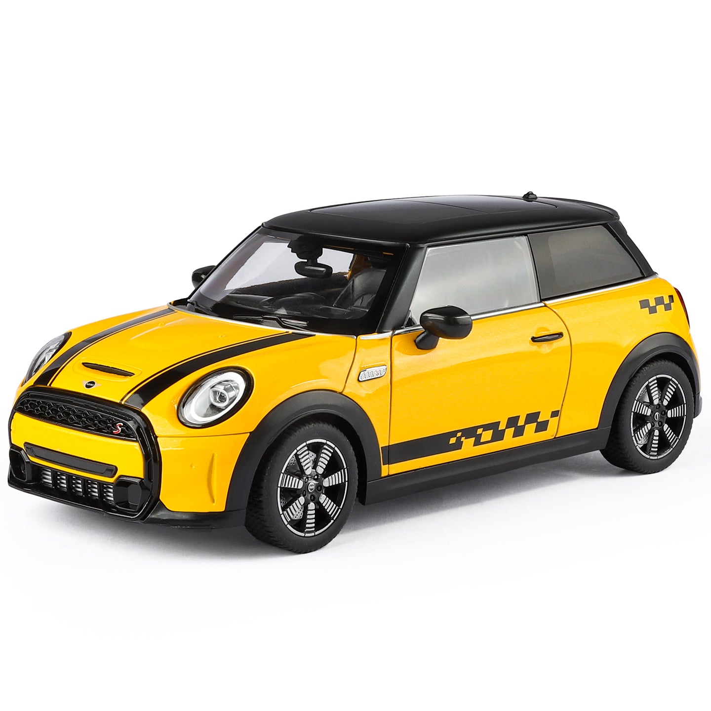 Black Mamba 1:18 Scale Licensed BMW MINI COOPER Die-Cast Alloy Static Model Toy - Opening Doors, Shock Absorption, Steering & Adjustable Seats - Classic Compact Car Collection