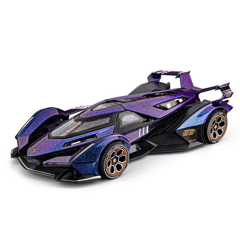 Chezhi 1:24 Scale Die-Cast Alloy Model Toy Compatible with Lamborghini V12 Vision Gran Turismo - Opening Doors, Sound & Light, Pull-Back Function - Concept Car Collection