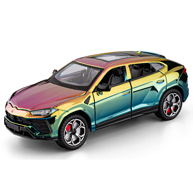 Chezhi 1:24 Scale Chrome Plated Die-Cast Alloy Model Toy Compatible with Lamborghini Urus - Opening Doors, Sound & Light, Pull-Back Function, Shock Absorption, Steering, Horn & Foldable Mirrors - Luxury SUV Collection