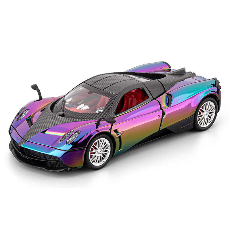 Chezhi 1:24 Scale Chrome Edition Die-Cast Alloy Model Toy Compatible with Pagani Zonda C12 - Opening Doors, Sound & Light, Pull-Back Function, Shock Absorption, Steering & Horn - Supercar Collection