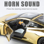 Tesla Roadster a escala 1:24, modelo de aleación fundida a presión, techo desmontable, puertas que se abren, sonido e iluminación, función de retroceso, amortiguación, dirección, bocina y alerón trasero ajustable. Colección de superdeportivos eléctricos.