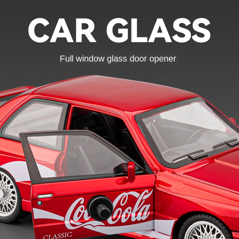 Chezhi 1:24 Coca-Cola Edition Die-Cast Alloy Model - Compatible with BMW M3 - with Opening Doors, Sound & Light, Pull-Back Action, Shock Absorption, Opening Fuel Cap & Foldable Mirrors