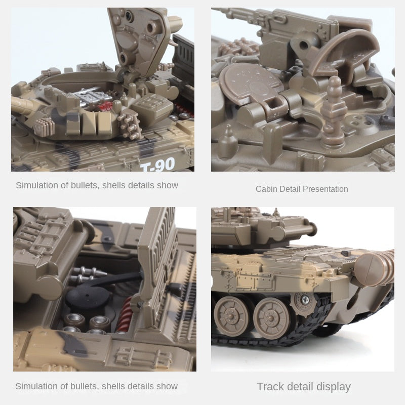 XHD 1:35 Die-Cast Alloy Model - Compatible with Russian T-90 Main Battle Tank - Feature-Packed with Smoke/Spray Effect, Sound & Light, Pull-Back Action & Removable Tracks
