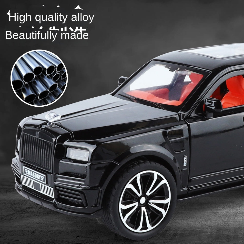 XHD 1:32 Die-Cast Alloy Model - Compatible with Rolls-Royce Cullinan & Travel Trailer - Luxury Caravan Set with Opening Doors, Sound & Light, Pull-Back Action & Shock Absorption