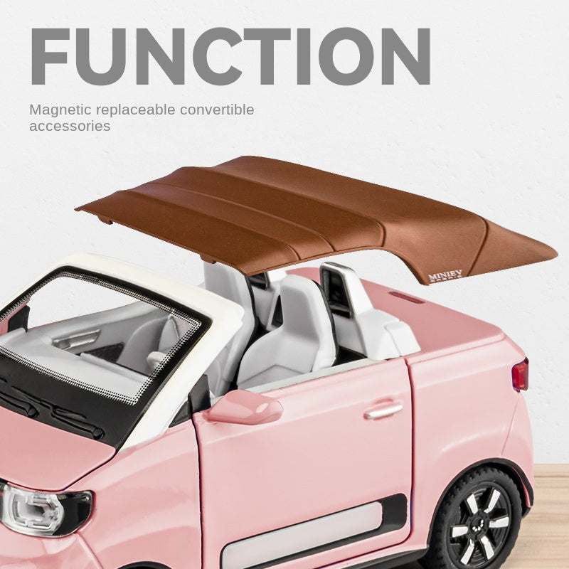 Chezhi 1:24 Die-Cast Alloy Model - Compatible with Wuling MINI EV & Motorboat Trailer Set - Compact Leisure Kit with Opening Doors, Sound & Light & Pull-Back Action