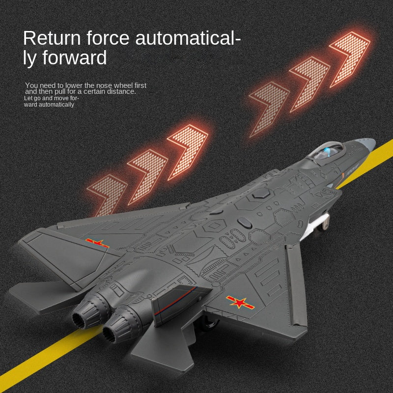 Chezhi 1:68 Scale Licensed J-31 Stealth Fighter Die-Cast Alloy Aircraft Model with Display Stand - Ejectable Missiles, Opening Hatches, Sound & Light, Pull-Back Function - Official Military Aircraft Collection