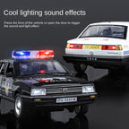 XHD 1:24 Scale Die-Cast Alloy Model Toy Compatible with Santana - Police / Driving School / Taxi Designs, Opening Doors, Sound & Light, Pull-Back Function, Shock Absorption & Steering - Multi-Role Vehicle Collection