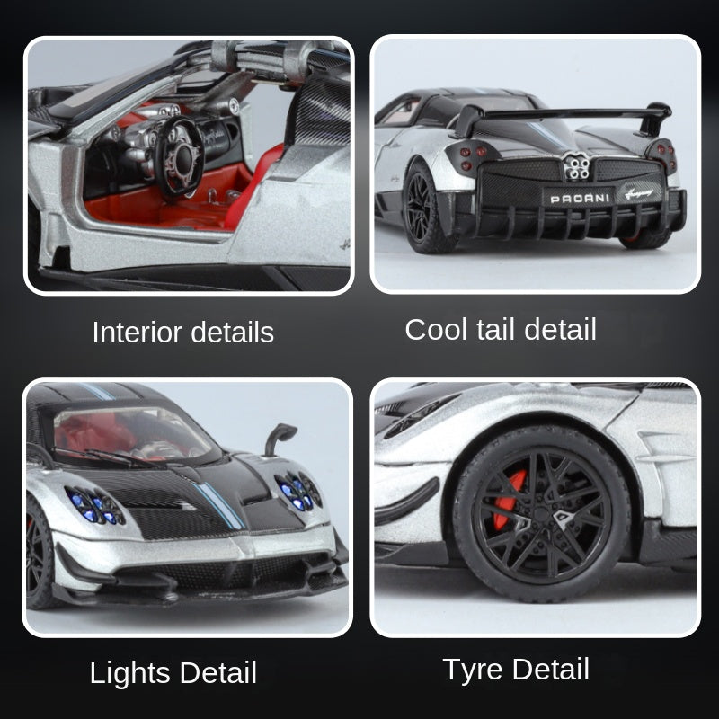 XHD 1:32 Die-Cast Alloy Model - Compatible with Pagani Huayra BC - Ultimate Hypercar with Opening Doors, Sound & Light, Pull-Back Action & Shock Absorption