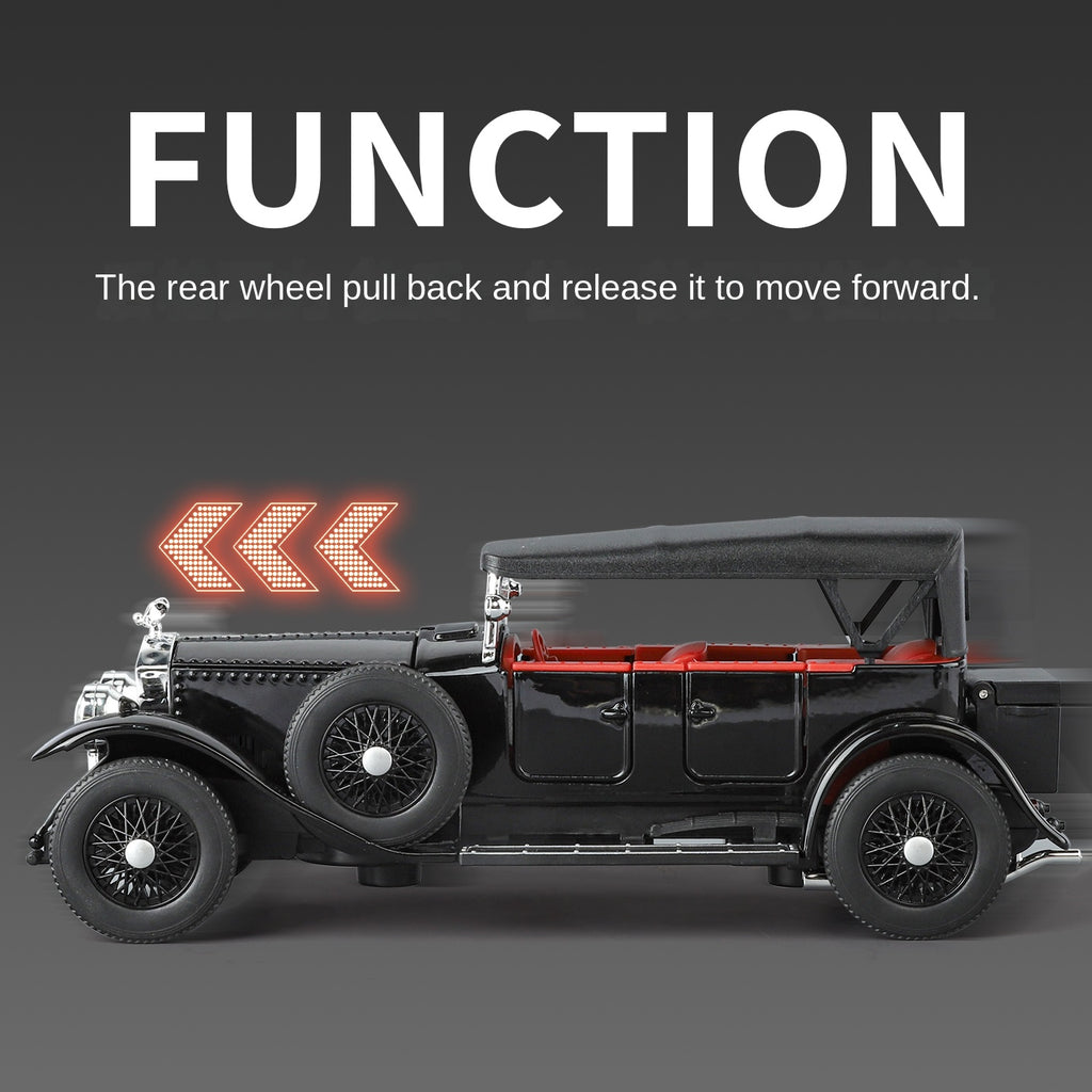 XHD 1:32 Scale Rolls-Royce Phantom I Die-Cast Alloy Model Toy - Removable Roof, Opening Doors, Sound & Light, Pull-Back Function - Vintage Luxury Collection