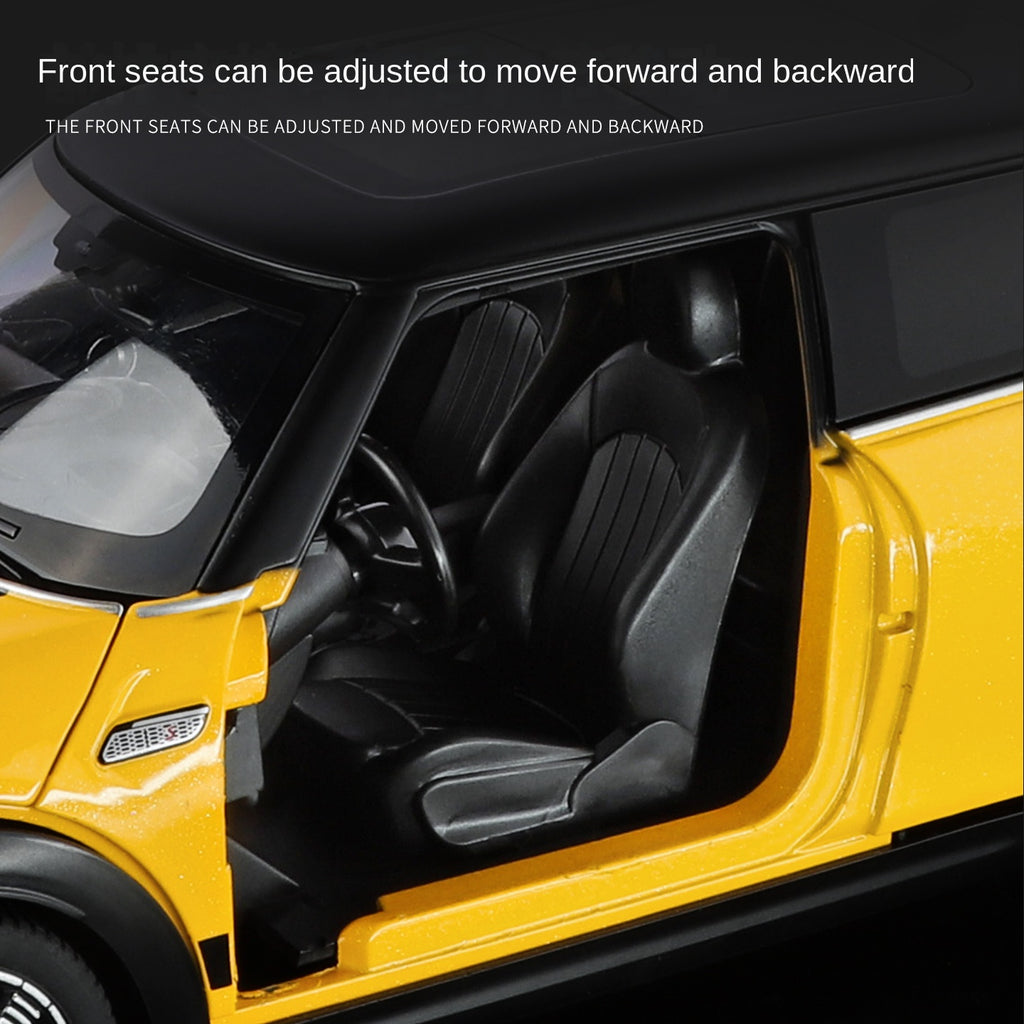 Black Mamba 1:18 Scale Licensed BMW MINI COOPER Die-Cast Alloy Static Model Toy - Opening Doors, Shock Absorption, Steering & Adjustable Seats - Classic Compact Car Collection