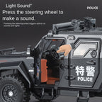 OK 1:24 Die-Cast Alloy Riot Control & Dispersion Vehicle “Spinosaurus” Model - with Deployable Protective Mesh, Opening Doors, Sound & Light, Pull-Back Action, Shock Absorption & Interactive Steering Wheel