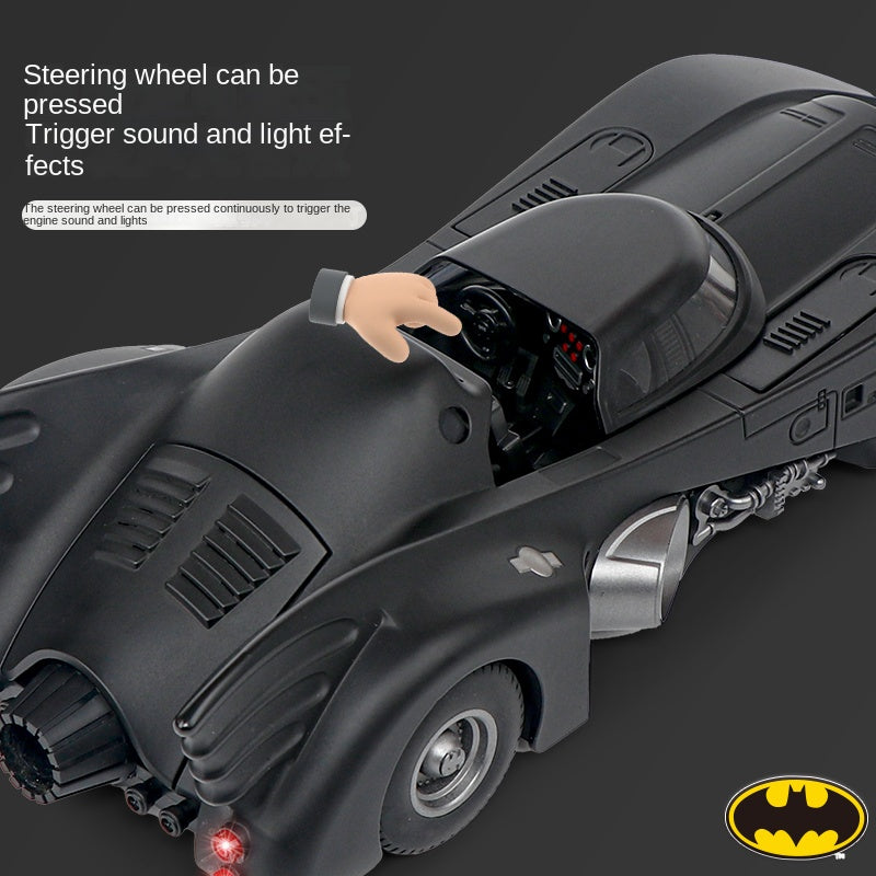 QiYi 1:18 Licensed 1989 Batmobile Die-Cast Alloy Model - Official Movie Replica with Opening Canopy, Sound & Light, Shock Absorption & Interactive Steering Wheel