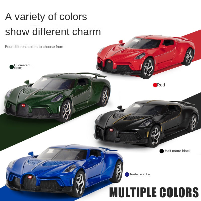 Black Mamba 1:24 Die-Cast Alloy Model - Compatible with Bugatti La Voiture Noire - One-of-One Hypercar with Opening Doors, Sound & Light, Pull-Back Action & Adjustable Rear Wing