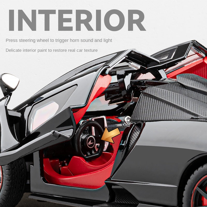 Chezhi 1:24 Die-Cast Alloy Model - Compatible with McLaren Senna - Track-Focused Hypercar with Opening Doors, Sound & Light, Pull-Back Action, Shock Absorption & Steering