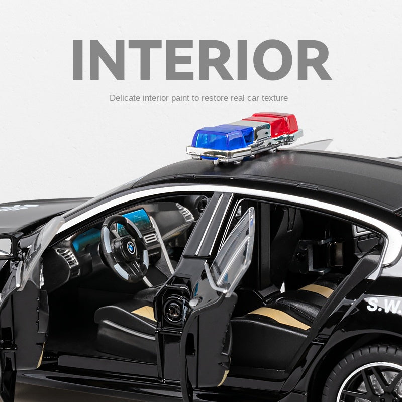 Chezhi 1:24 Die-Cast Alloy Model - Compatible with BMW M8 - Police Pursuit Vehicle with Opening Doors, Sound & Light, Pull-Back Action, Shock Absorption, Steering, Foldable Mirrors & Opening Fuel Cap