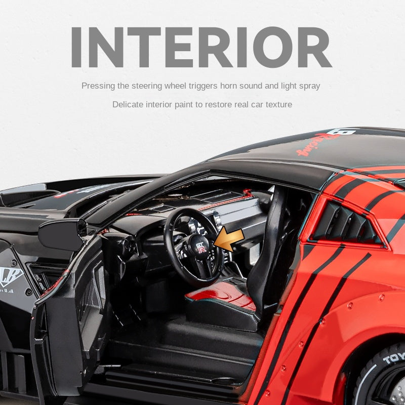 Chezhi 1:24 Die-Cast Alloy Model - Compatible with Nissan GT-R (R35) - Spray Edition JDM Supercar with Opening Doors, Sound & Light, Pull-Back Action, Shock Absorption & Steering