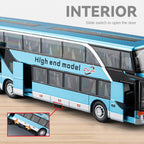 Chezhi 1:30 Die-Cast Alloy Long-Distance Coach Bus Model - Highway Cruiser with Opening Doors, Sound & Light & Pull-Back Action