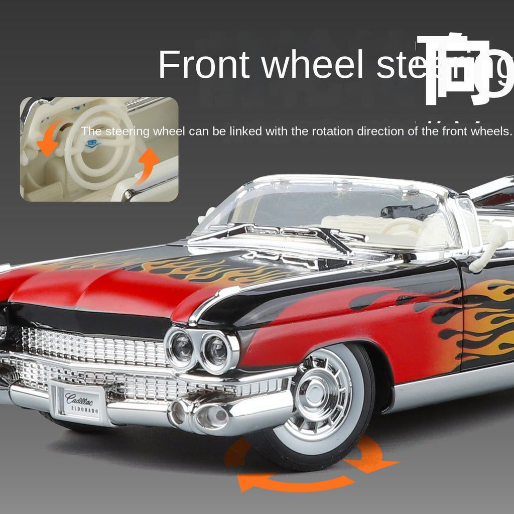 Jinglifang 1:24 Scale Convertible Edition Die-Cast Alloy Model Toy Compatible with Cadillac Eldorado - Opening Doors, Sound & Light, Pull-Back Function, Shock Absorption, Steering & Horn - Classic Luxury Car Collection