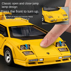 XHD 1:32 Scale Die-Cast Alloy Model Toy Compatible with Lamborghini Countach LP500 S - Pop-Up Headlights, Opening Doors, Sound & Light, Pull-Back Function & Shock Absorption - Classic Supercar Collection