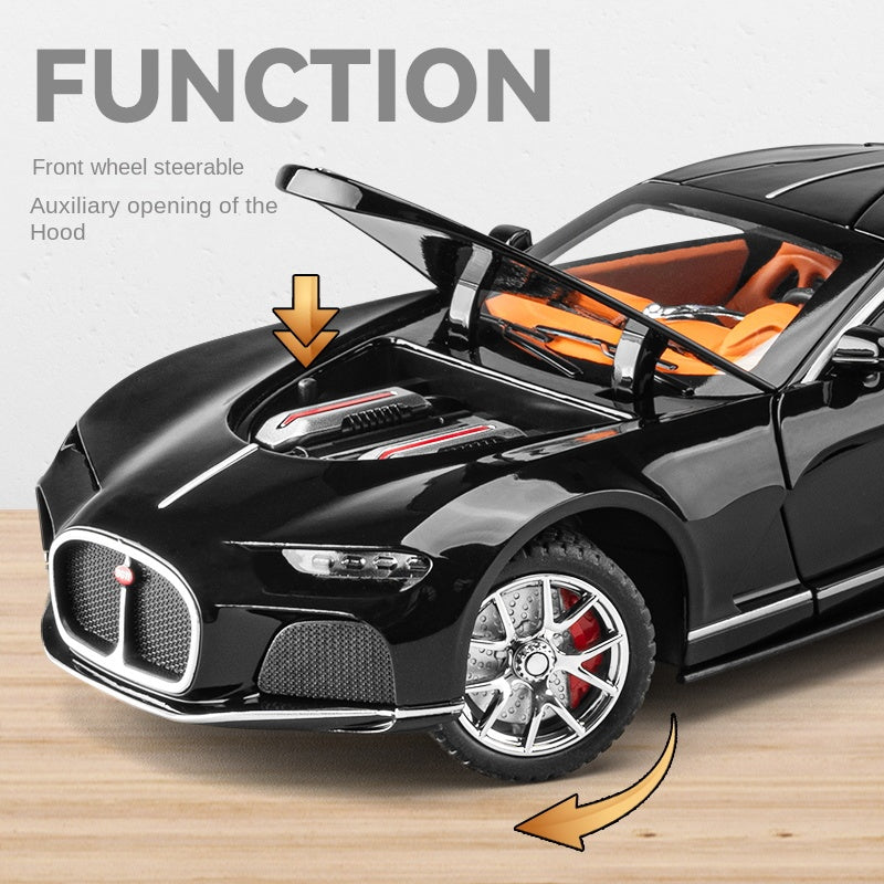 Chezhi 1:24 Die-Cast Alloy Model - Compatible with Bugatti Atlantic - with Mini Luggage Set, Opening Doors, Sound & Light, Pull-Back Action, Shock Absorption, Steering & Horn