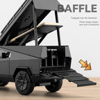 Chezhi 1:32 Die-Cast Alloy Model - Compatible with  Tesla Cybertruck Camping RV with Mini Motorcycle, Opening Doors, Sound & Light, Pull-Back Action & Shock Absorption