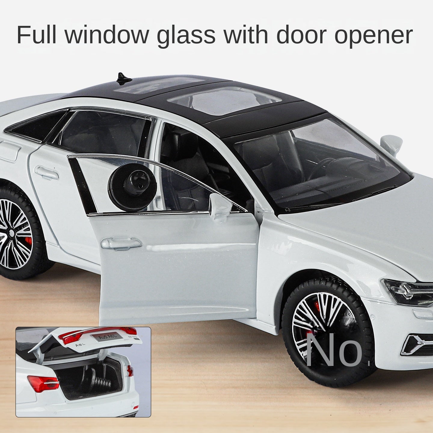 Audi A6L con licencia HaoChi a escala 1:24, modelo de aleación fundida a presión con parrilla y luces intermitentes. Puertas que se abren, sonido e iluminación, función de retroceso, amortiguación, dirección y bocina. Colección de sedanes de lujo.