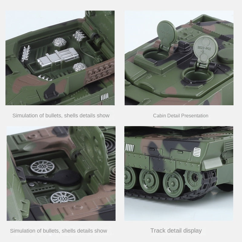 XHD 1:35 Die-Cast Alloy Model - Compatible with Leopard 2 Main Battle Tank - Feature-Packed with Smoke/Spray Effect, Sound & Light, Pull-Back Action & Removable Tracks