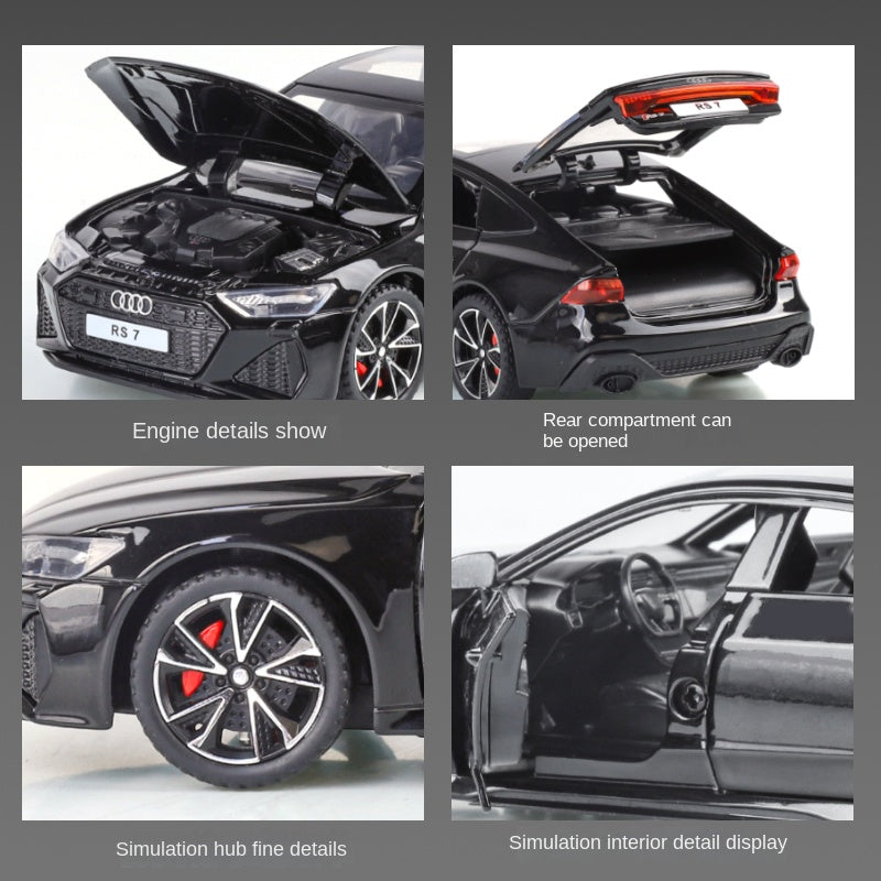 Haochi 1:32 Licensed Audi RS7 Die-Cast Alloy Model - Official High-Performance Sedan with Opening Doors, Realistic Sound & Light, Pull-Back Action, Shock Absorption, Steering & Adjustable Rear Wing