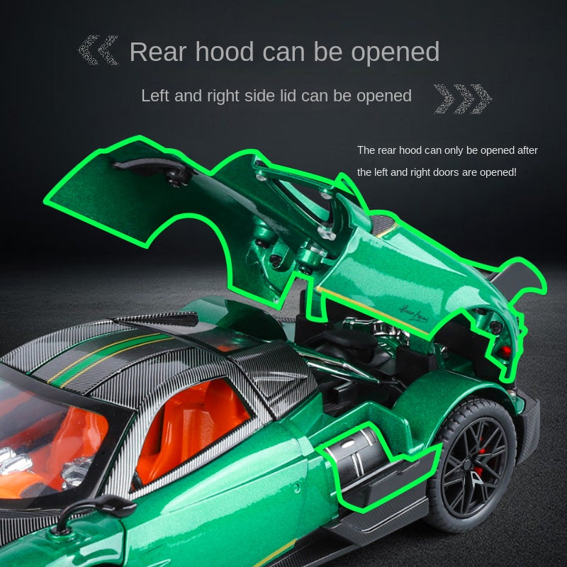 XHD 1:24 Spray Edition Die-Cast Alloy Model - Compatible with Pagani Huayra BC - Ultimate Hypercar with Opening Doors, Sound & Light, Pull-Back Action, Shock Absorption & Steering