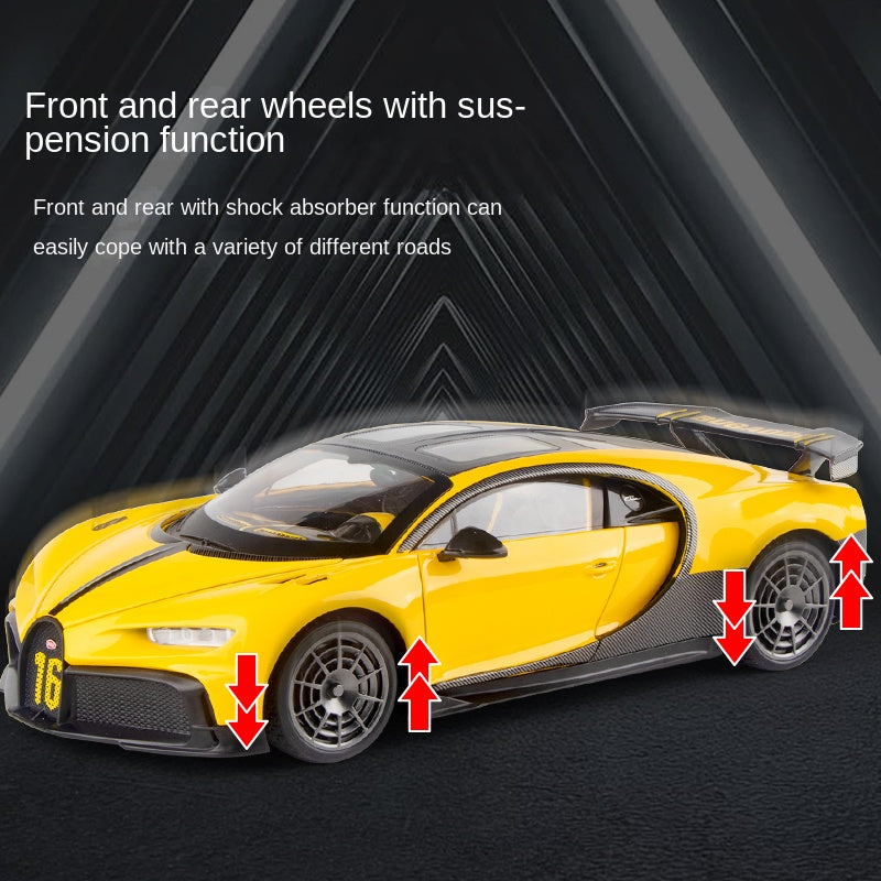 Black Mamba 1:18 Scale Die-Cast Alloy Model Toy Compatible with Bugatti Chiron Track Edition - Opening Doors, Sound & Light, Shock Absorption, Steering, Horn, Adjustable Seats, Removable Fuel Cap & Foldable Mirrors - Hypercar Collection