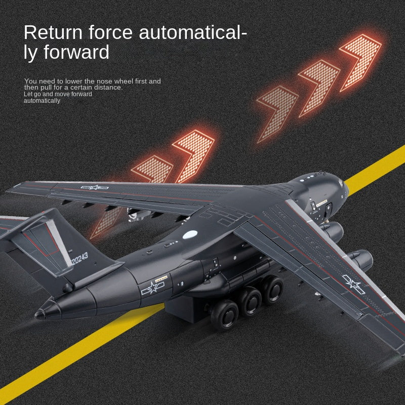 Chezhi 1:180 Licensed Xian Y-20 "Kunpeng" Die-Cast Alloy Model - Official Military Transport Aircraft with Display Stand, Opening Cargo Door, Retractable Nose Gear, Movable Control Surfaces, Sound & Light & Pull-Back Action