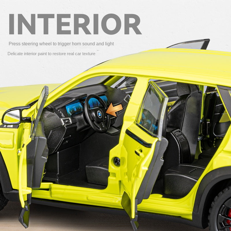 Chezhi 1:24 Scale Die-Cast Alloy Model Toy Compatible with BMW XM - Opening Doors, Sound & Light, Pull-Back Function, Shock Absorption, Steering, Horn & Removable Fuel Cap - Luxury Performance SUV Collection