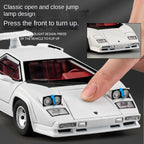 XHD 1:24 Scale Die-Cast Alloy Model Toy Compatible with Lamborghini Countach LP500 S - Pop-Up Headlights, Opening Doors, Sound & Light, Pull-Back Function, Shock Absorption, Steering & Horn - Classic Supercar Collection