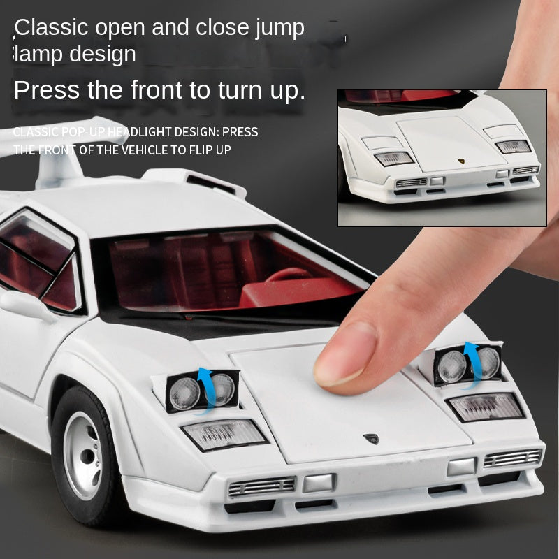 XHD 1:24 Scale Die-Cast Alloy Model Toy Compatible with Lamborghini Countach LP500 S - Pop-Up Headlights, Opening Doors, Sound & Light, Pull-Back Function, Shock Absorption, Steering & Horn - Classic Supercar Collection