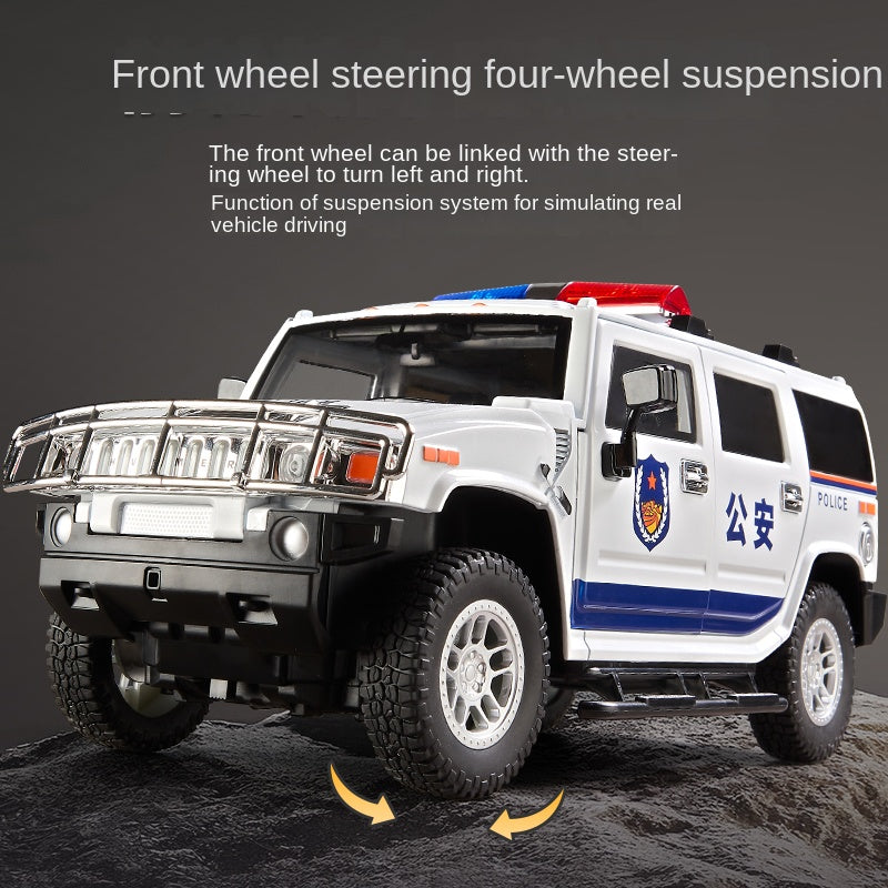 OK 1:18 Die-Cast Alloy Model - Compatible with Hummer H2 - Police & Fire Rescue, Opening Doors, Sound & Light, Shock Absorption, Interactive Steering Wheel, Adjustable Seats & Opening Fuel Cap