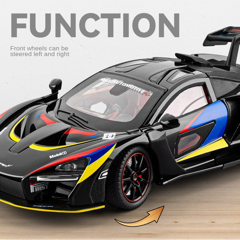 Chezhi 1:24 Die-Cast Alloy Model - Compatible with McLaren Senna GTR Track Beast - Feature-Packed with Opening Doors, Realistic Sound & Light, Pull-Back Action, Steering, Shock Absorption & Horn