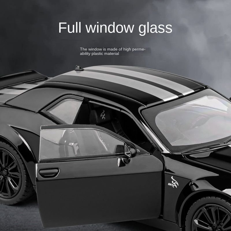 Jiaye 1:22 Die-Cast Alloy Model - Compatible with Dodge Challenger SRT Hellcat - American Muscle Car with Opening Doors, Sound & Light, Pull-Back Action, Shock Absorption, Steering, Horn & Foldable Mirrors